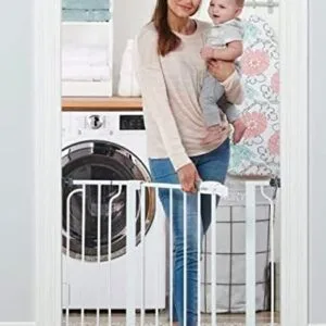 Regalo Easy Step 38.5-Inch Extra Wide Walk Thru Baby Gate, White Original version : Baby