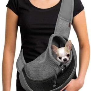 YUDODO Pet Sling Carrier for Small Dogs & Cats – Hands-Free Puppy Carrier with Safety Hook, Large Zipper Pocket, Soft Breathable Mesh, Adjustable Strap & Reflective Strip (Black 1.0 S) : Pet Supplies