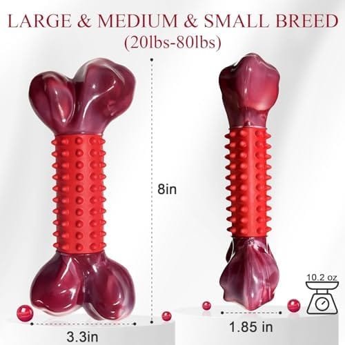 Pet Supplies Apasiri Tough Dog Toys for Aggressive Chewers Beef Flavor: 8" Dog Chew Bone for Large Breed, Nylon & Rubber Chew Toy for Medium Large Dogs : - Image 5