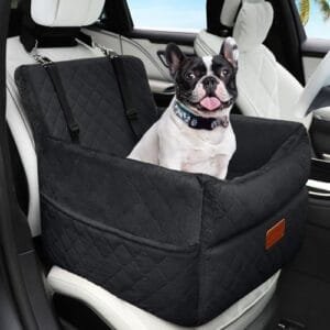 HEGGCOOE Small Dog Car Seat, Memory Foam Dog Booster Car Seats with Thick Cushion for Medium Dogs Under 35lbs, Detachable Washable Dog Bed for Car, Pet Carseat with Storage Pockets,2 Safety Belts : Pet Supplies