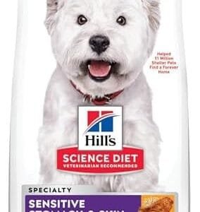 Hill's Science Diet Sensitive Stomach & Skin, Adult 1-6, Stomach & Skin Sensitivity Support, Small Kibble, Dry Dog Food, Chicken Recipe, 4 lb Bag