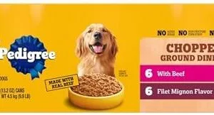 Pedigree Chopped Ground Dinner Wet Dog Food Filet Mignon & Beef Variety Pack, 13.2 oz. Cans (12 Count, Pack of 1) Pet Supplies: