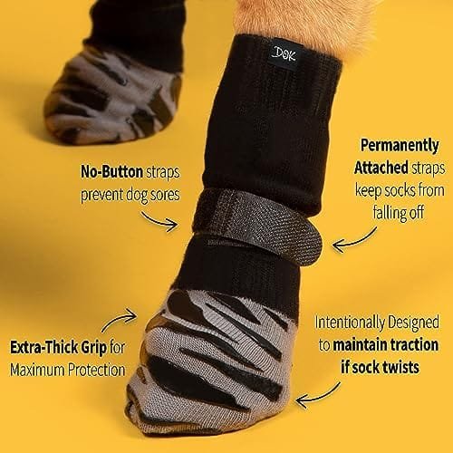 DOK TigerToes Premium Non-Slip Dog Socks for Hardwood Floors - Extra-Thick Grip That Works Even When Twisted - Prevents Licking, Slipping, and Great for Dog Paw Protection - Size Large : Pet Supplies - Image 3