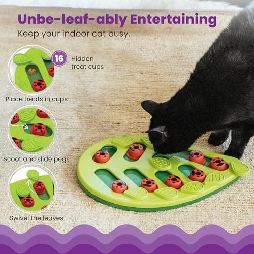 Catstages Buggin' Out Puzzle & Play, Interactive Treat Puzzle Cat Toy 13 in x 9.5 in, Green - Image 3