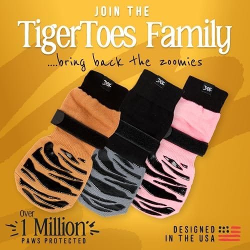 DOK TigerToes Premium Non-Slip Dog Socks for Hardwood Floors - Extra-Thick Grip That Works Even When Twisted - Prevents Licking, Slipping, and Great for Dog Paw Protection - Size Large : Pet Supplies - Image 9