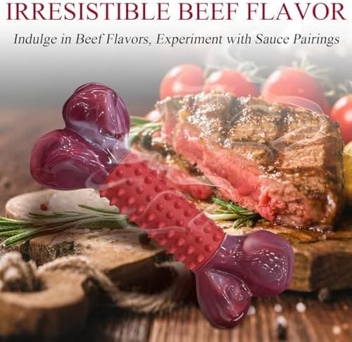 Pet Supplies Apasiri Tough Dog Toys for Aggressive Chewers Beef Flavor: 8" Dog Chew Bone for Large Breed, Nylon & Rubber Chew Toy for Medium Large Dogs : - Image 3