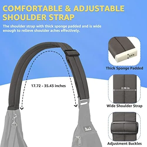 SlowTon Dog Carrier Sling - Thick Padded Shoulder Strap Adjustable Dog Carriers for Small Dogs, Puppy Carrier Purse for Pet Cat with Front Zipper Pocket Safety Belt Machine Washable (Grey L) : Pet Supplies - Image 5