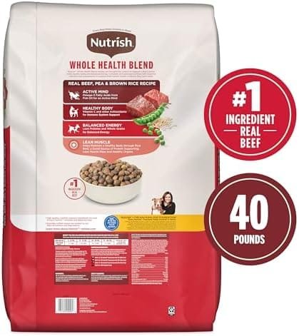 Nutrish Dry Dog Food, Real Beef, Pea & Brown Rice Recipe Whole Health Blend for Adult Dogs, 40 lb. Bag, Packaging May Vary (Rachael Ray) - Image 3