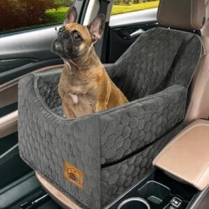 Dog Car Seat for Small/Medium Dogs, Memory Foam Dog Booster Seat, Travel Safety Per Car Seat with Washable Removable Cover, Storage Pockets for Dogs up to 35 lbs(Gray) : Pet Supplies