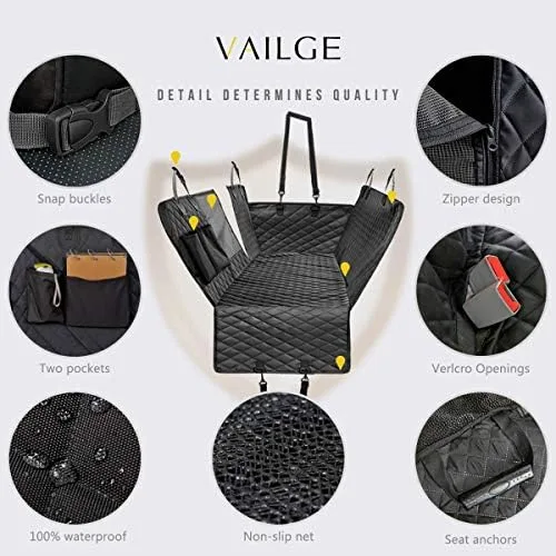 Vailge Dog Seat Cover for Back Seat, 100% Waterproof with Mesh Window, Scratch Prevent Anti-slip Dog Car Hammock, Standard : Pet Supplies - Image 6