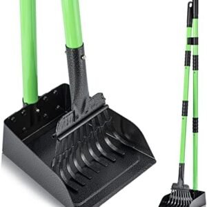 MXF Pooper Scooper, Dog Pooper Scooper Long Handle Stainless Metal Tray and Rake Set for Medium Small Dogs Heavy Duty - Use on Grass, Dirt or Gravel - Pet Supplies (Green) : Pet Supplies