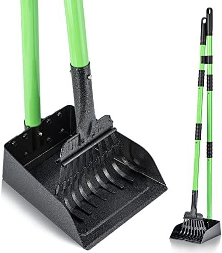 MXF Pooper Scooper, Dog Pooper Scooper Long Handle Stainless Metal Tray and Rake Set for Medium Small Dogs Heavy Duty - Use on Grass, Dirt or Gravel - Pet Supplies (Green) : Pet Supplies