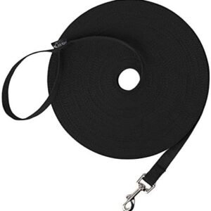 Hi Kiss Dog/Puppy Obedience Recall Training Agility Lead - 15ft 20ft 30ft 50ft 100ft Training Leash - Great for Play, Camping, or Backyard - Black 30ft : Hi Kiss : Pet Supplies