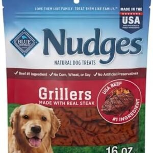 Blue Buffalo Nudges Grillers Natural Dog Treats, Made in the USA with Real Steak, 16-oz Bag