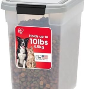 Pet Supplies IRIS USA Airtight Dog Food Storage Container, WeatherPro, Up to 10 lbs, for Dog Cat Bird and Other Pet Food Storage Bin, Keep Fresh, Translucent Body, Made in USA, Clear/Gray :