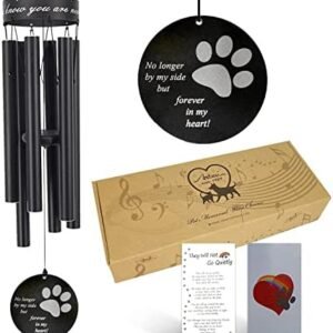 Pet Memorial Wind Chime, 30 Inches Paw Print Pet Remembrance Gift to Honor and Remember a Dog, Cat, or Other Pet, Premium Metal Wind Chime, Black : Patio, Lawn & Garden