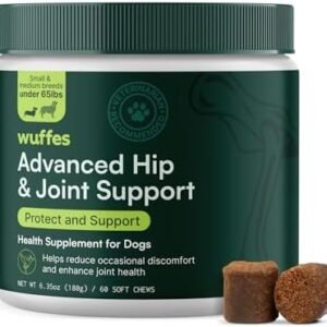 Wuffes Advanced Dog Hip and Joint Supplement with Glucosamine, Chondroitin, Omega 3, MSM, and Green Lipped Mussel, 60 Pork Flavored Chews for Small and Medium Dog Breeds : Pet Supplies