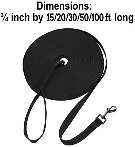 Hi Kiss Dog/Puppy Obedience Recall Training Agility Lead - 15ft 20ft 30ft 50ft 100ft Training Leash - Great for Play, Camping, or Backyard - Black 30ft : Hi Kiss : Pet Supplies - Image 4