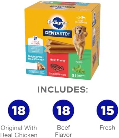 Pedigree Dentastix Large Breed Dog Treats, Original, Beef & Fresh Flavor, 2.73 lb. Variety Pack (51 Treats) : Pet Supplies - Image 2