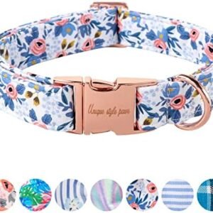 Unique Style Paws Dog Collar With Metal Buckle - Red Rose Flower Gift for Small, Medium, Large Boys Girls Dogs - Durable and Cute : Pet Supplies