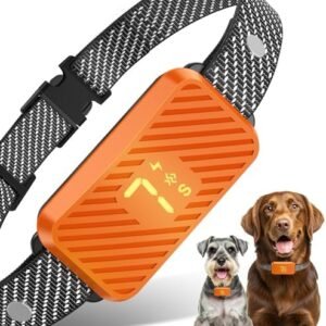 KJKZO Dog Bark Collar for Large Medium Small Dogs, Effective No-Bark Collar, Smart Barking Collar, Rechargeable Bark Collar with 7-Level Sensitivity, 3 Beep & Vibration Modes, Waterproof, Orange : Pet Supplies