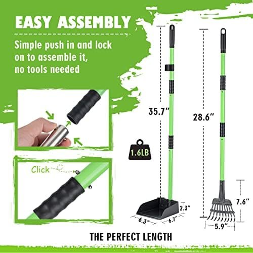 MXF Pooper Scooper, Dog Pooper Scooper Long Handle Stainless Metal Tray and Rake Set for Medium Small Dogs Heavy Duty - Use on Grass, Dirt or Gravel - Pet Supplies (Green) : Pet Supplies - Image 6