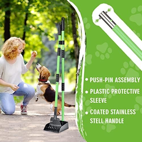 MXF Pooper Scooper, Dog Pooper Scooper Long Handle Stainless Metal Tray and Rake Set for Medium Small Dogs Heavy Duty - Use on Grass, Dirt or Gravel - Pet Supplies (Green) : Pet Supplies - Image 5
