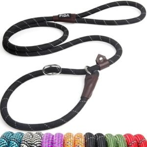 Fida Durable Slip Lead Dog Leash, 6 FT x 1/2" Heavy Duty Dog Loop Leashes, Comfortable Strong Rope Slip Leash for Large Medium Dogs, No Pull Pet Training Lead with Highly Reflective(1/2", Black) : Fida : Pet Supplies
