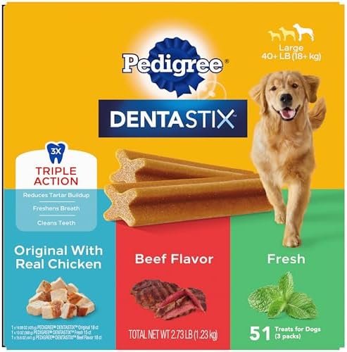 Pedigree Dentastix Large Breed Dog Treats, Original, Beef & Fresh Flavor, 2.73 lb. Variety Pack (51 Treats) : Pet Supplies