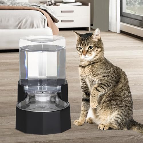 Pet Supplies Sfozstra Gravity Water Bowl Dispenser : Automatic 5L Black Cat Stainless Steel Feeder Without Filters for Pets Indoor/Outdoor by Owners : - Image 6