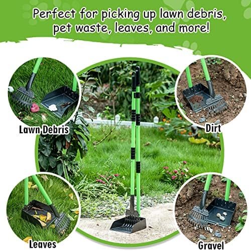 MXF Pooper Scooper, Dog Pooper Scooper Long Handle Stainless Metal Tray and Rake Set for Medium Small Dogs Heavy Duty - Use on Grass, Dirt or Gravel - Pet Supplies (Green) : Pet Supplies - Image 7
